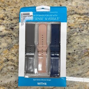 Replacement Silicone Watch Bands for Fitbit Sense & Versa 3 - Gray, Blush, Navy